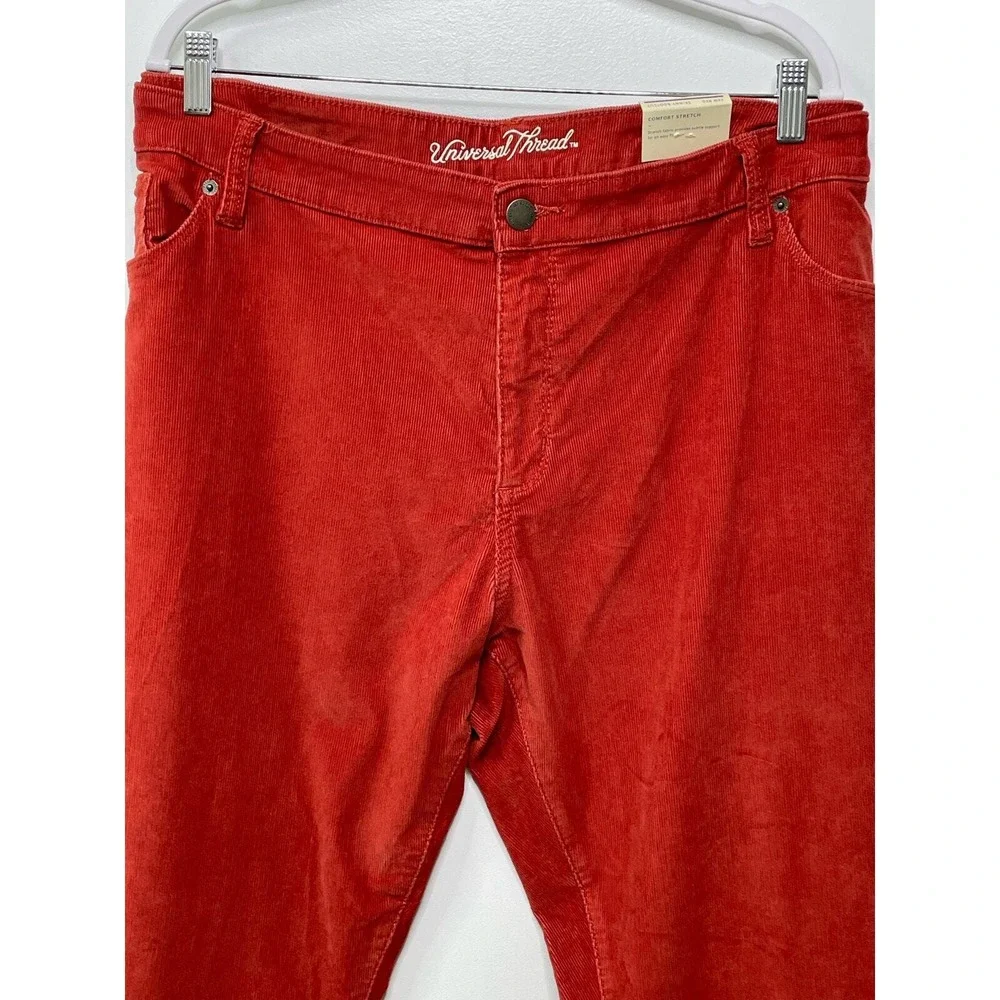 Universal Thread Womens Skinny Bootcut Corduroy Pants Orange Red 26W NEW Boho
